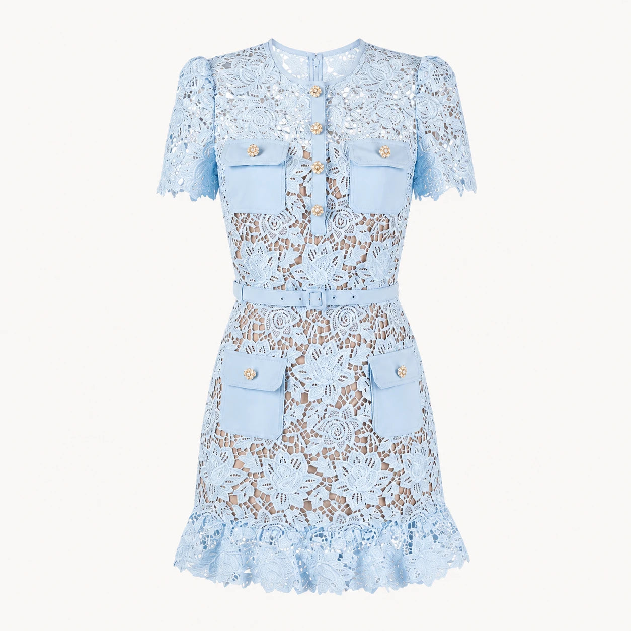 Robe florale brodée à manches courtes
