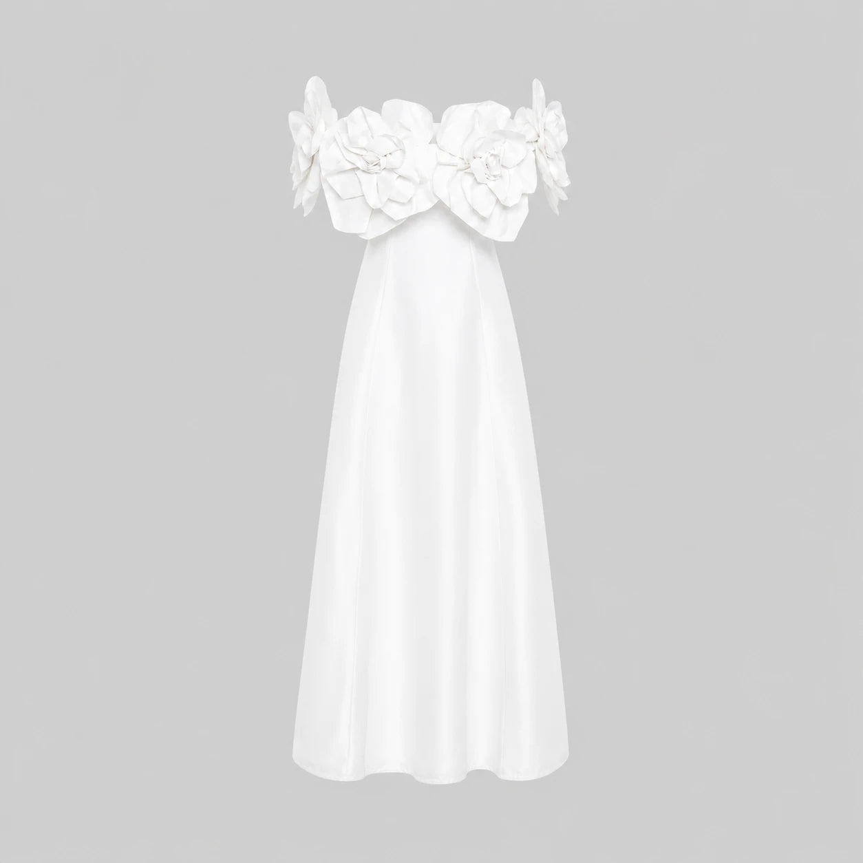 Robe midi épaules dénudées à détails floraux