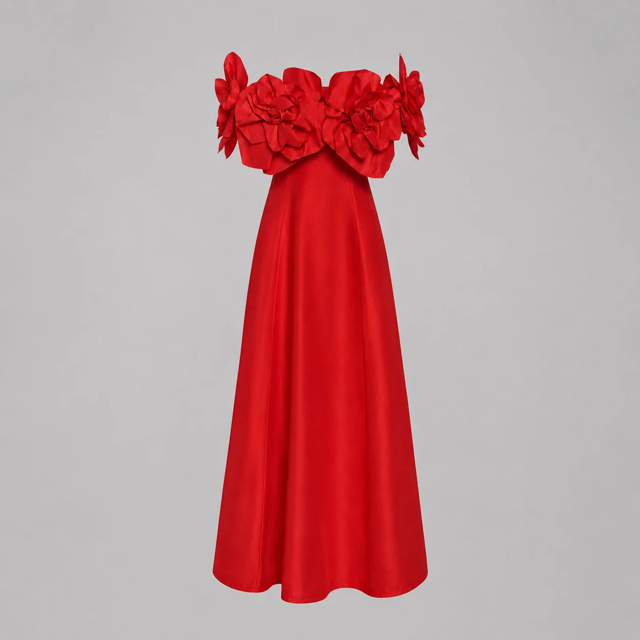 Robe midi épaules dénudées à détails floraux